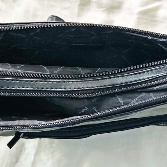SHOULDER BAG, DOLCE MIELE, LEATHER, BLACK, BONUS MATCHING COIN PURSE, TWO MAIN - Picture 11 of 14